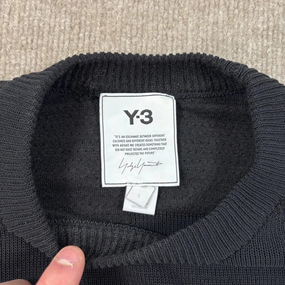 Adidas Y-3 Black Classic Knit Crew‎ Sweater Men's Size Large DV4214